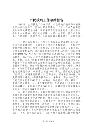 2024年市民政局工作总结报告