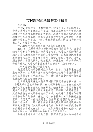2024年市民政局纪检监察工作报告