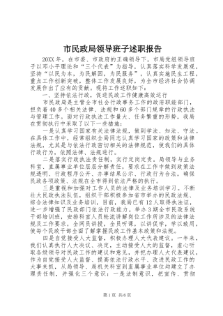 2024年市民政局领导班子述职报告