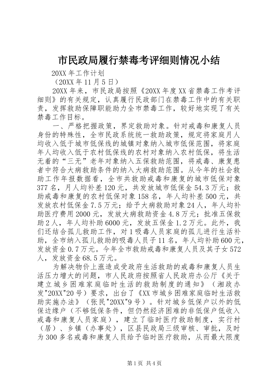 2024年市民政局履行禁毒考评细则情况小结_第1页