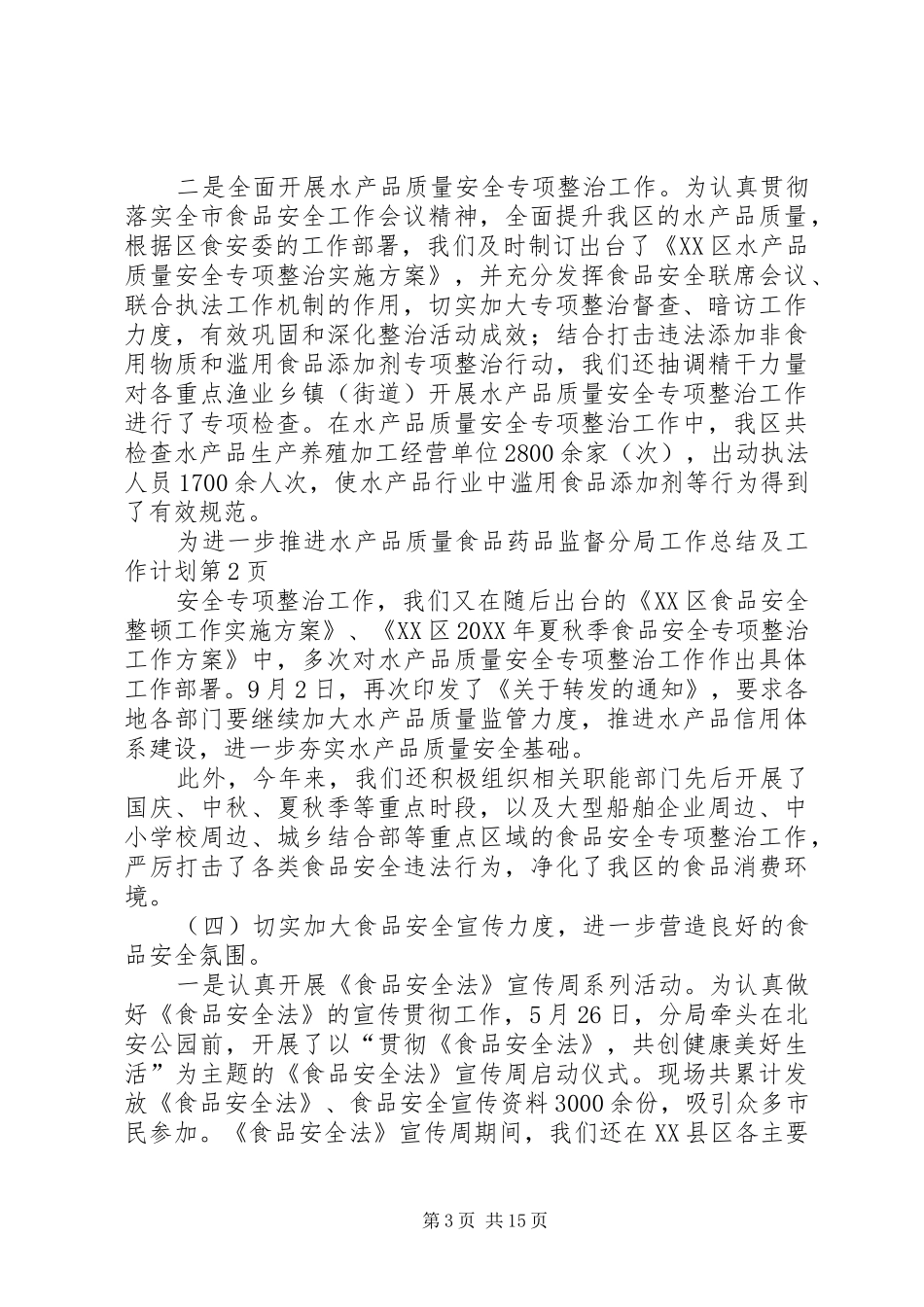 2024年食品药品监督分局工作总结及工作计划_第3页