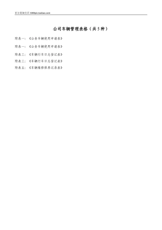 公司车辆管理表格(共5种)