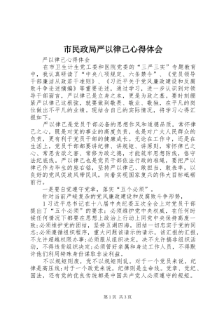 2024年市民政局严以律己心得体会