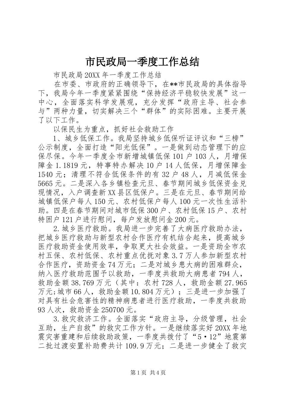 2024年市民政局一季度工作总结_第1页