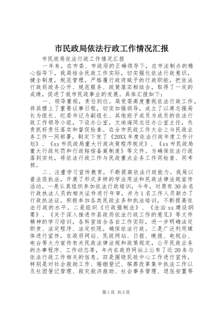 2024年市民政局依法行政工作情况汇报