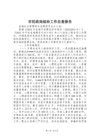 2024年市民政局综治工作自查报告