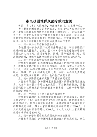 2024年市民政困难群众医疗救助意见