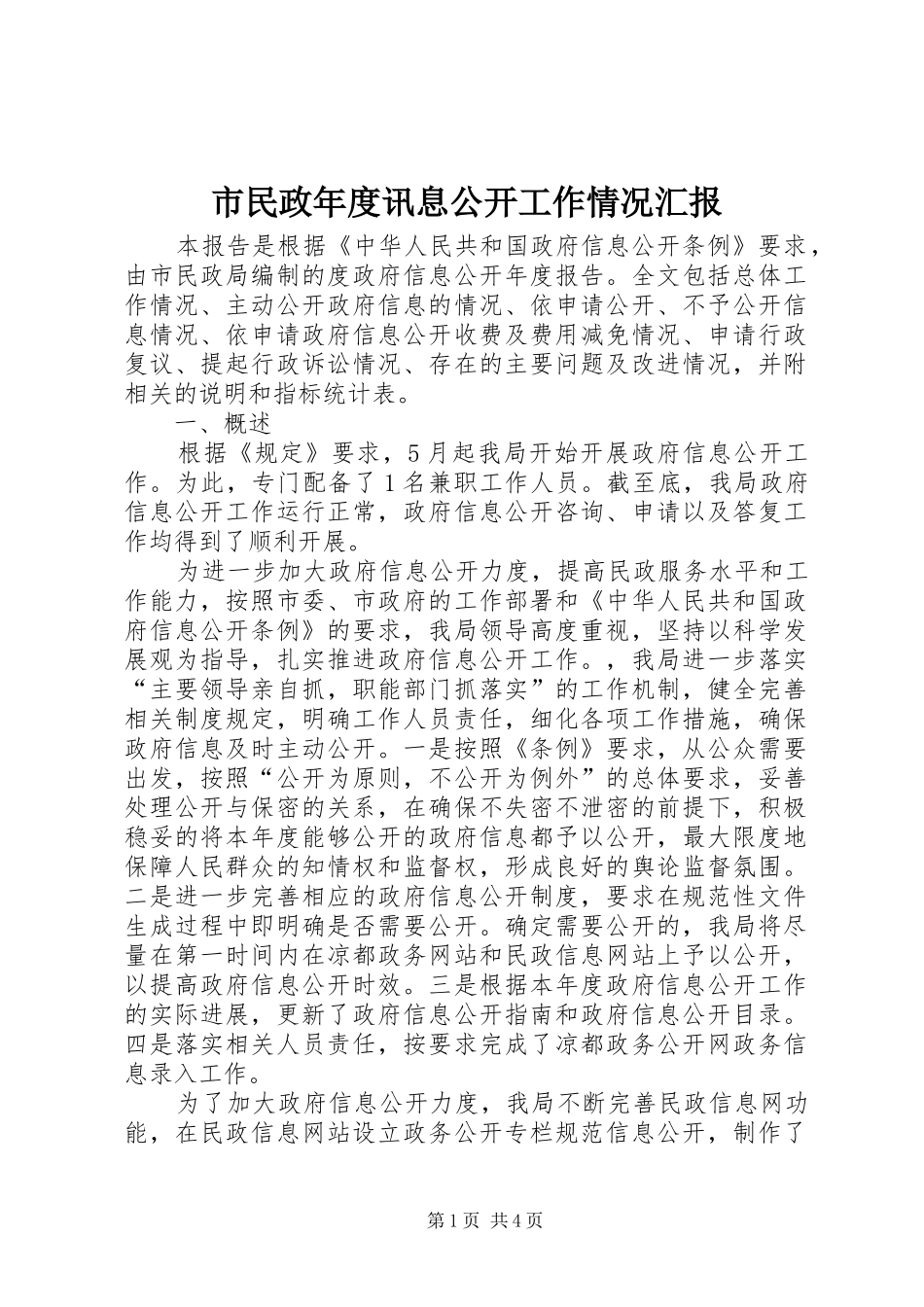 2024年市民政年度讯息公开工作情况汇报_第1页