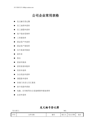 公司企业最常用表单范本大全 21页