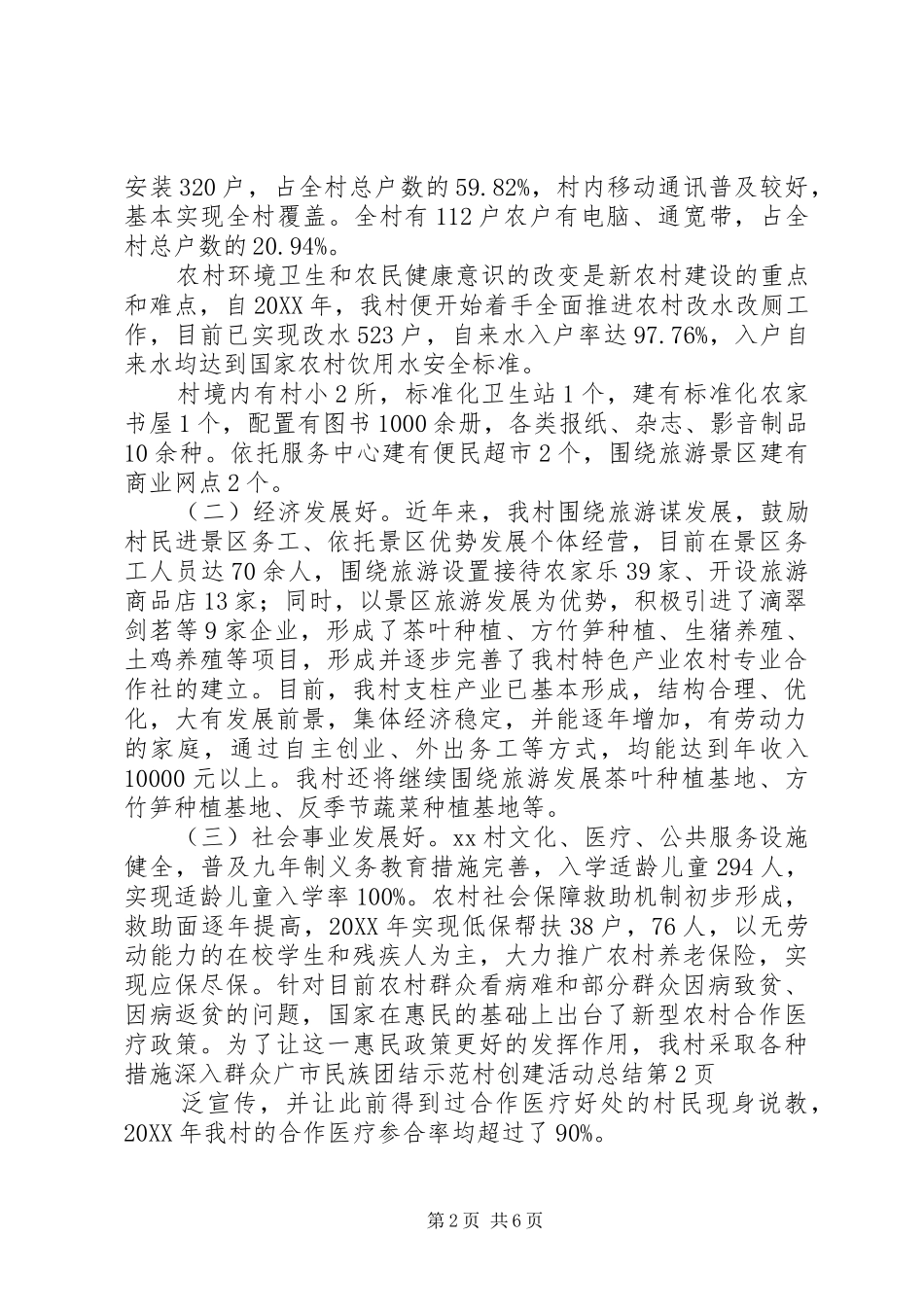 2024年市民族团结示范村创建活动总结_第2页
