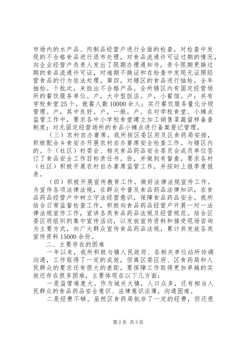 2024年食品药品监督管理所工作总结_第2页