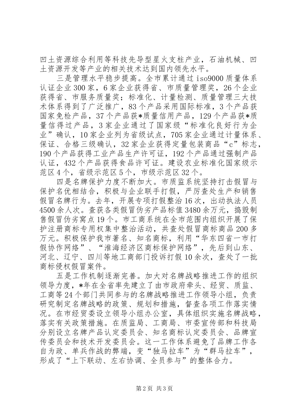 2024年市名牌战略推进工作致辞_第2页