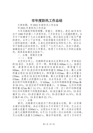 2024年市年度防汛工作总结