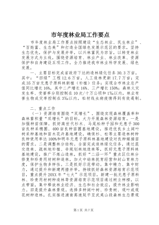 2024年市年度林业局工作要点