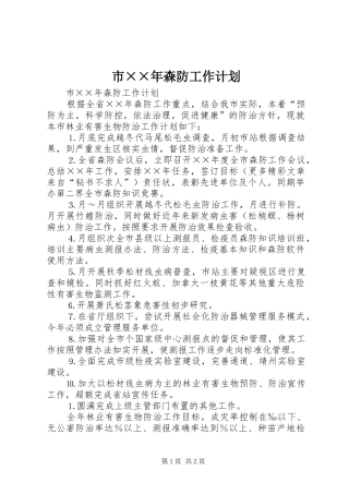 2024年市年森防工作计划