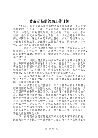 2024年食品药品监管局工作计划