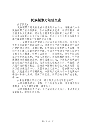 2024年民族凝聚力经验交流