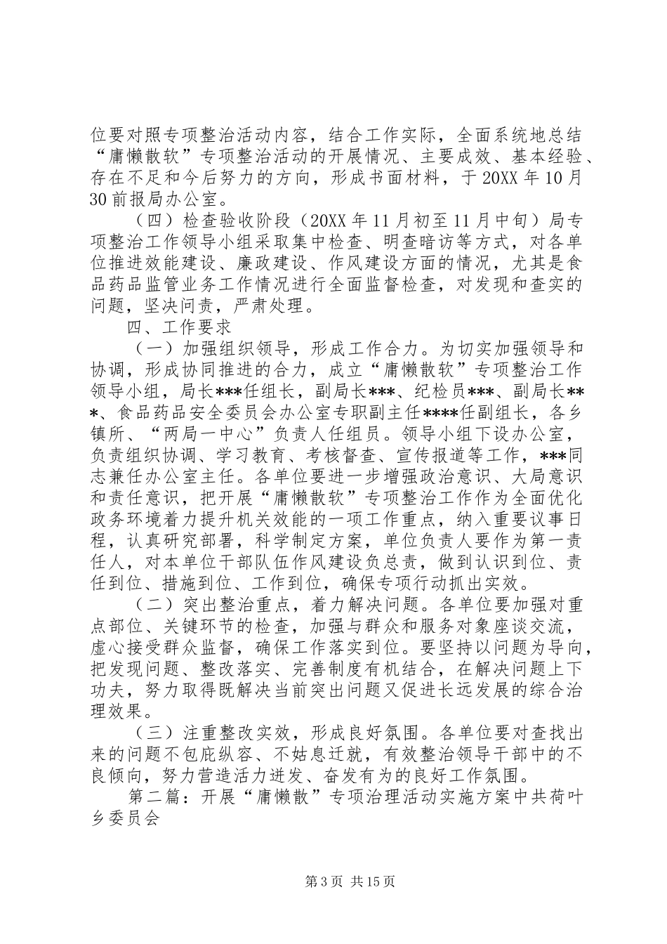 2024年食品药品局庸懒散拖专项治理活动的实施方案_第3页