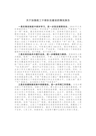 【情况报告】关于加强组工干部队伍建设的情况报告