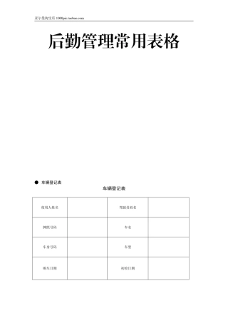 后勤管理常用表格 18页