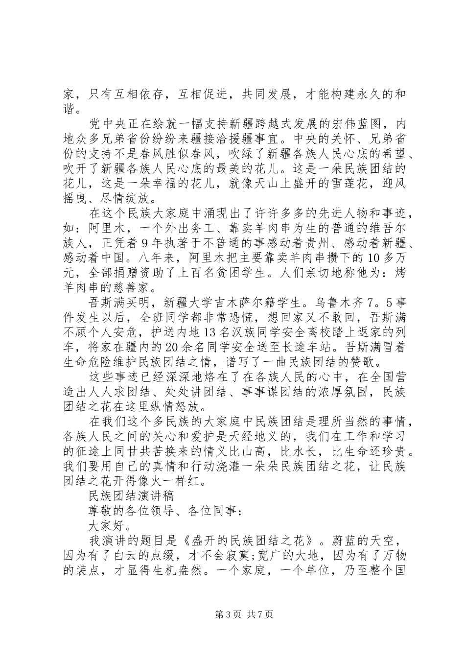2024年民族团结的演讲稿优选_第3页