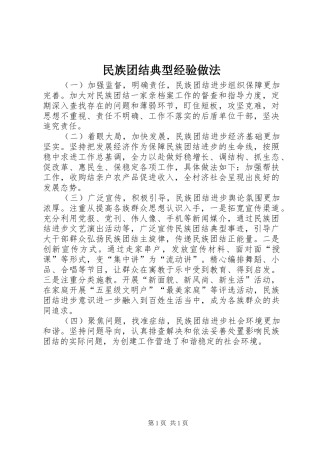 2024年民族团结典型经验做法