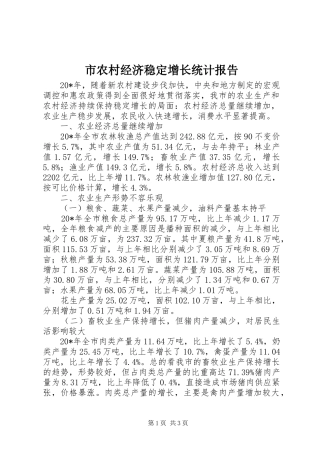 2024年市农村经济稳定增长统计报告
