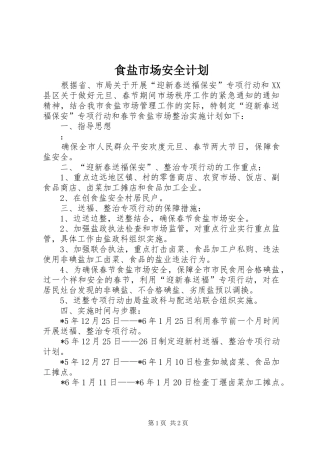 2024年食盐市场安全计划