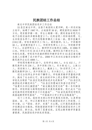 2024年民族团结工作总结