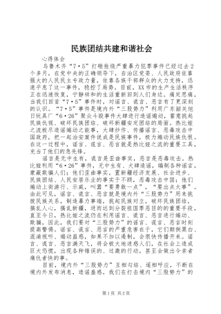 2024年民族团结共建和谐社会