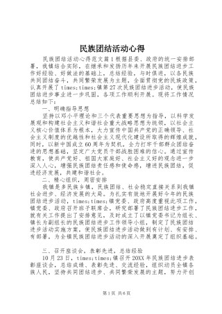 2024年民族团结活动心得