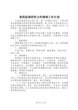 2024年食药监规范性文件清理工作计划