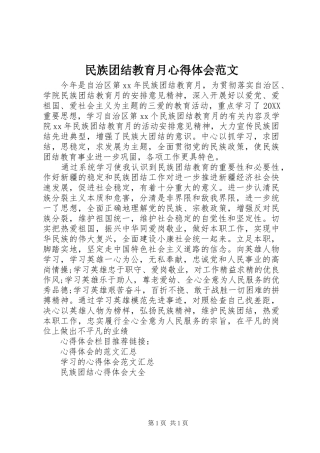 2024年民族团结教育月心得体会范文