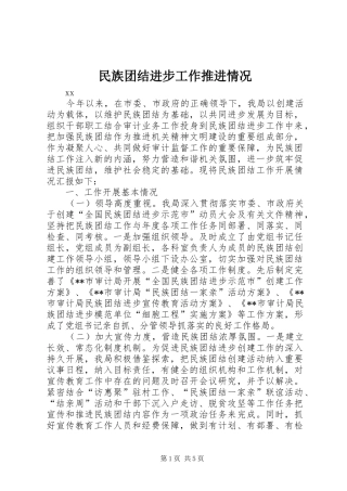 2024年民族团结进步工作推进情况