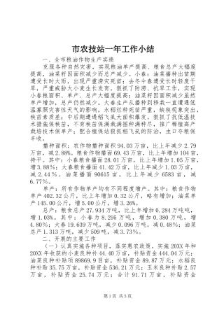 2024年市农技站一年工作小结