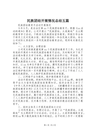 2024年民族团结开展情况总结五篇