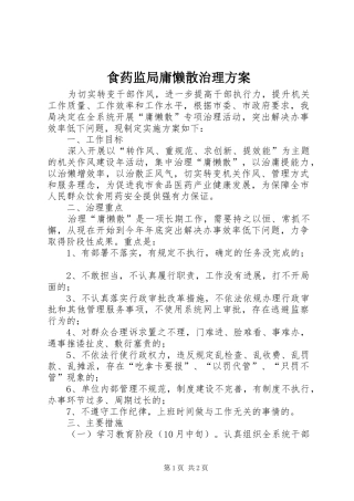 2024年食药监局庸懒散治理方案