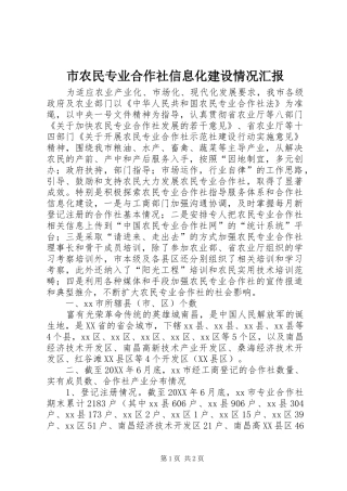 2024年市农民专业合作社信息化建设情况汇报