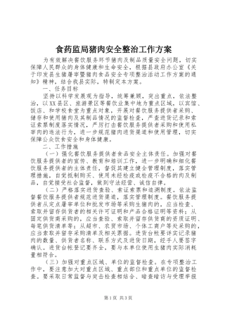 2024年食药监局猪肉安全整治工作方案