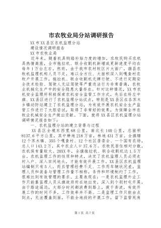 2024年市农牧业局分站调研报告