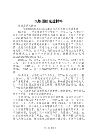 2024年民族团结先进材料