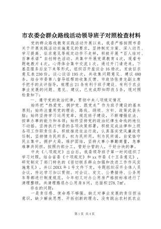 2024年市农委会群众路线活动领导班子对照检查材料