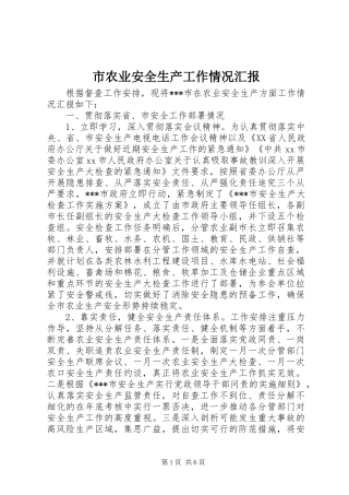 2024年市农业安全生产工作情况汇报