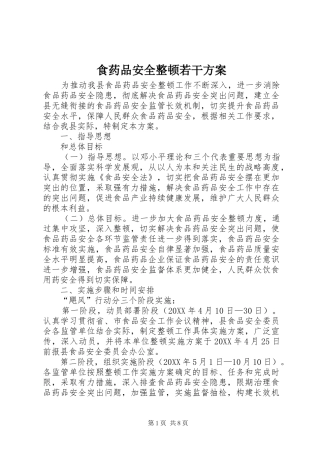2024年食药品安全整顿若干方案