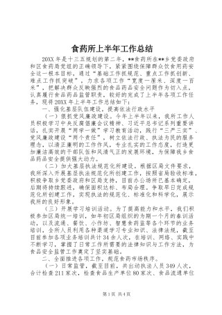 2024年食药所上半年工作总结