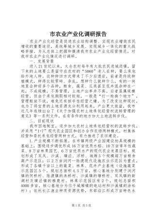 2024年市农业产业化调研报告