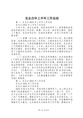 2024年史志办年上半年工作总结