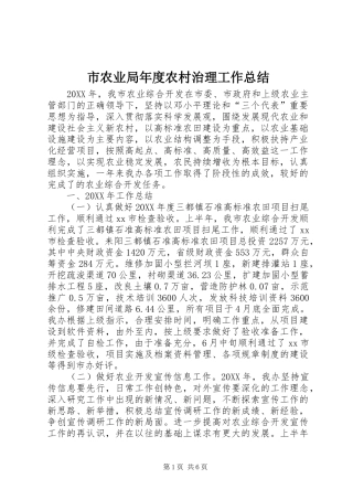 2024年市农业局年度农村治理工作总结