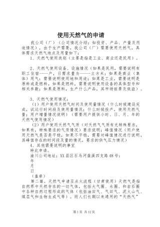 2024年使用天然气的申请
