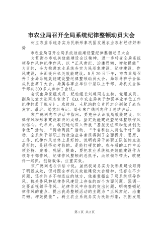 2024年市农业局召开全局系统纪律整顿动员大会